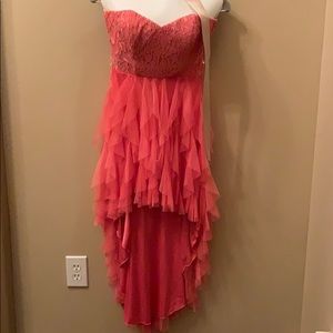 Coral strapless ho-low dress